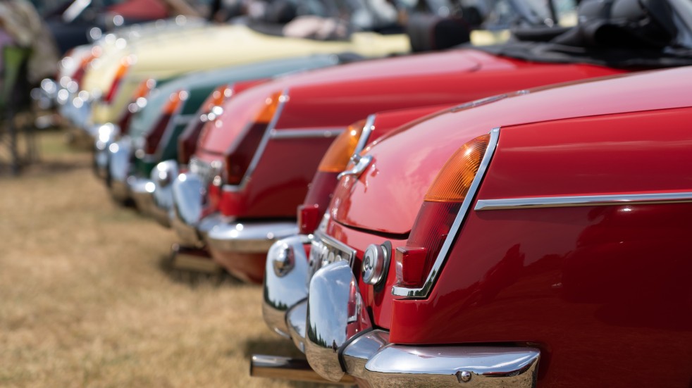 Vintage cars from the rear